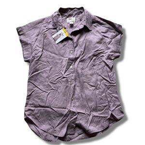 Tilley Lavender Button-Up Short Sleeve Top | 100% TENCEL | Size S